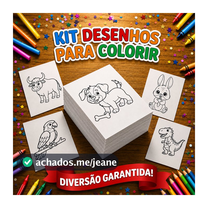 KIT Desenhos para Colorir Animais Infantil Educativas Crianças Pintura Safari Fazenda Zoológico