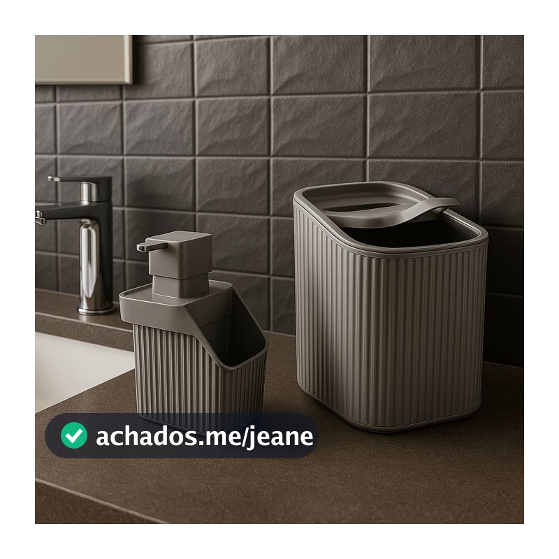 Kit Pia Cozinha Porta Detergente e Lixeira 3 Litros Usual Utilidades