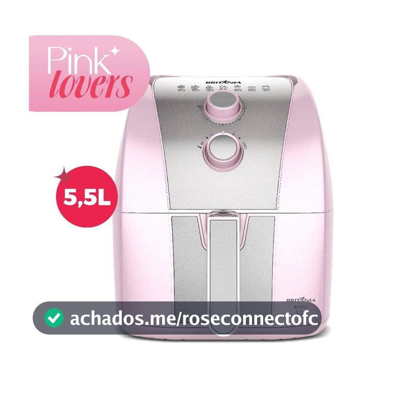 Air Fryer Rosa Britânia 5,5L Cesto Pinkstone 1500W BAFE53