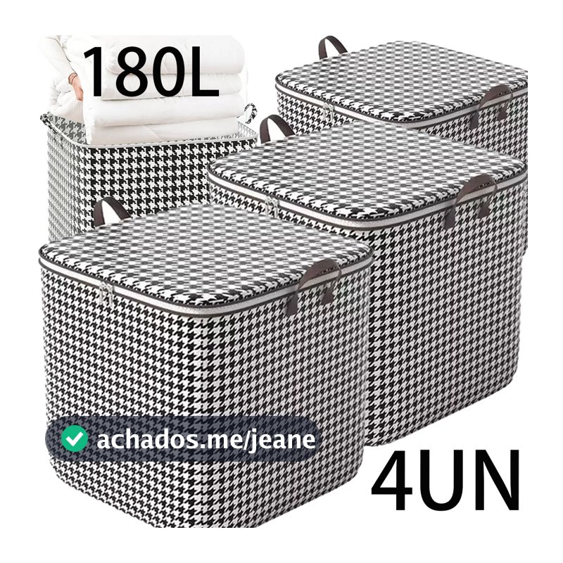 4/8pcs Organizador Sacos Dobráveis Armazenagem Roupas com Cabo Reforçado e Zíper Robusto para Cobertores 180/100L