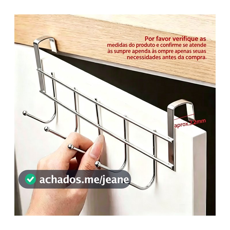 Suporte Cabide com Ganchos Encaixe Porta Pendura Roupas