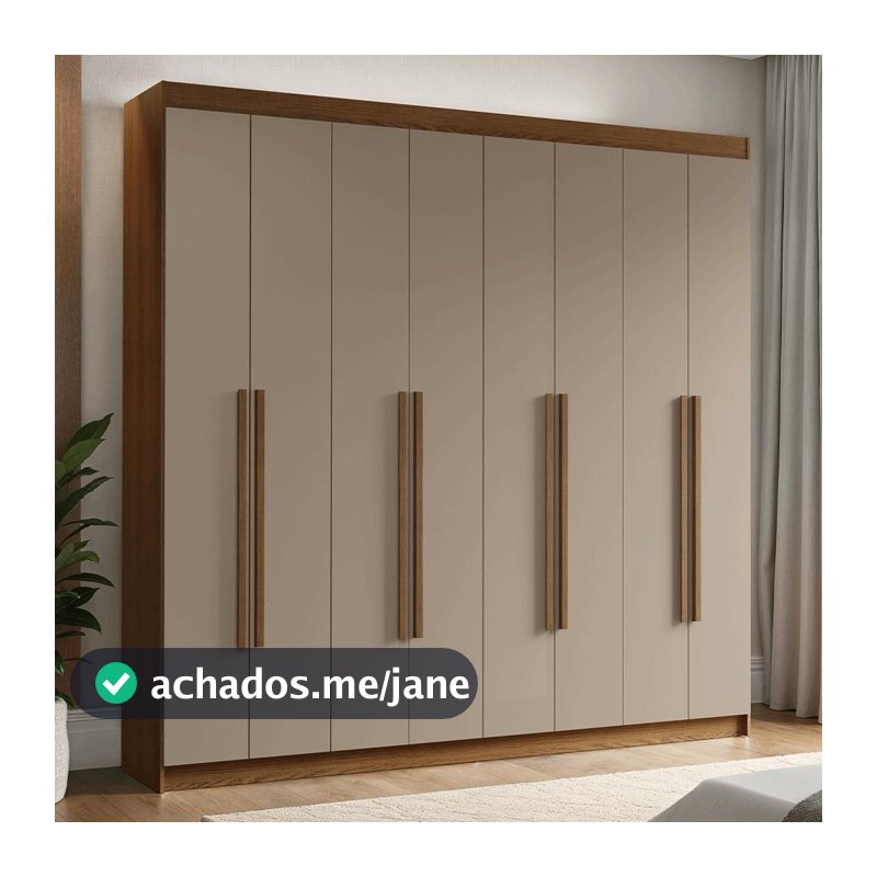 Guarda-Roupa Casal 8 Portas Batentes Rustic/Crema/Rustic Venus Madesa