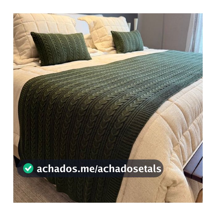 Kit Peseira Tricot Trançada + 2 Capas 30x50 Para Cama Casal Queen King Decoração Para Quarto Casa