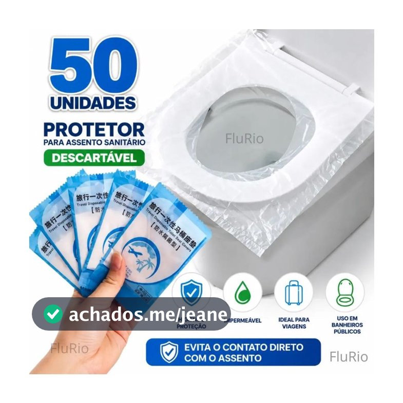 Kit 50 Protetores Assento Sanitário Descartável Plástico Privada Folha Forro Bacia Banheiro Público