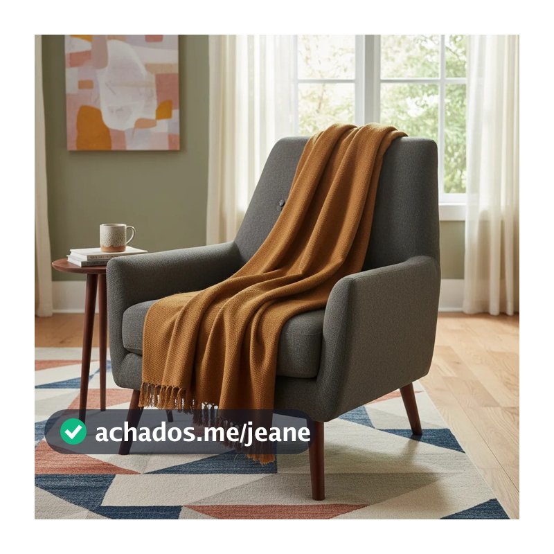 Manta Decorativa 100% Algodão Caramelo 1,20x1,50m Sofá Cama