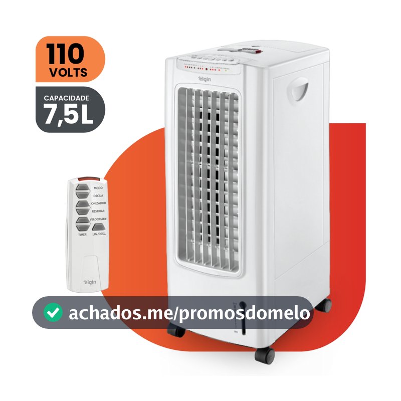 Climatizador de Ar Portátil Silencioso Elgin FCE-75BR 7,5L 60W 127V com Controle Remoto