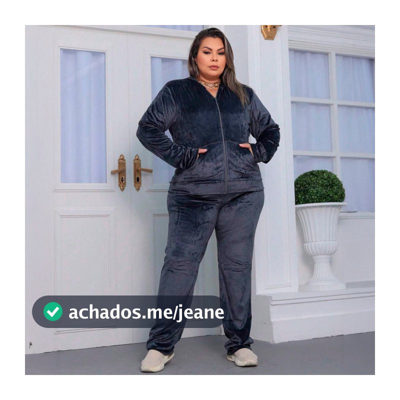 Conjunto Veludo Feminino Moletom Malha Plush Longa Plus Size