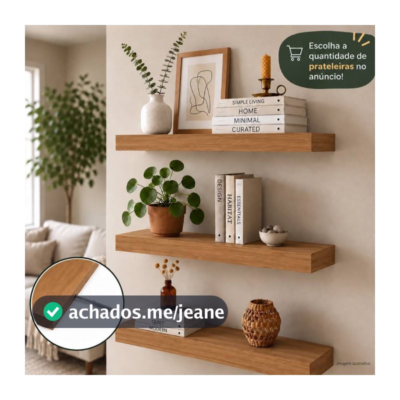 Prateleira Freijó 40x20 Grossa 30mm MDF Suporte Invisível