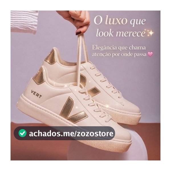 Tênis Feminino Soft Chic off com dourado estilo e elegancia