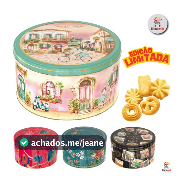 Lata Biscoito Bolacha Amanteigado 150g - Santa Edwiges - Presente e Decorativa