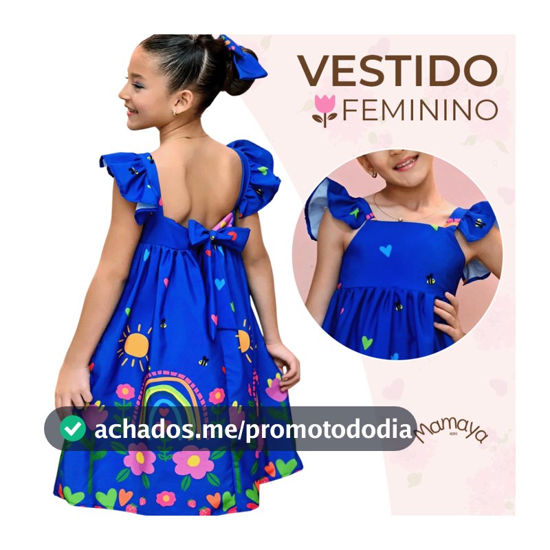 Vestido Barrado Manga Infantil Menina Estampado Casual Festa Luxo 4 a 12 Anos