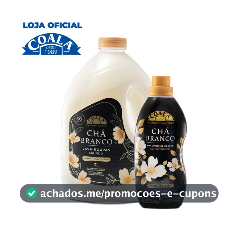 Kit Coala Laundry Chá Branco - 1 lava Roupas 3L +1 Amaciante1L