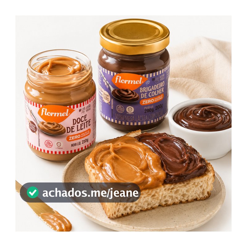 Kit 2 unid Doce de Leite e Brigadeiro Cremoso Zero Açucar Sem Gluten Flormel 210g cada