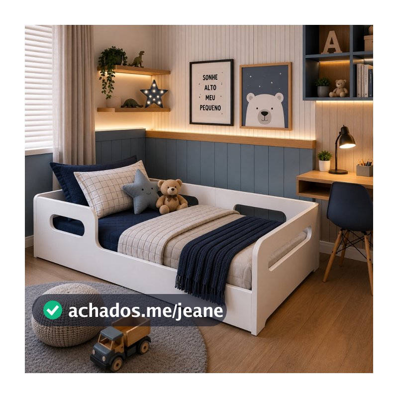 Cama Montessori Solteiro 190cm Com Colchão 188x88cm Espuma D20 – Segurança e Conforto