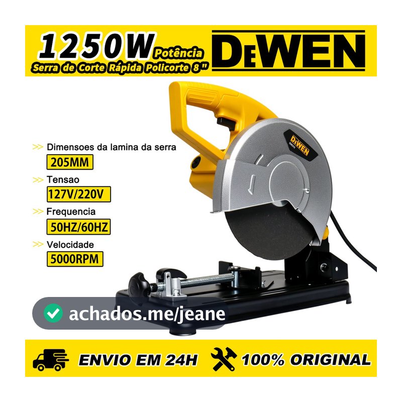 Serra Policorte Corte Rápido Portátil Com Disco de Corte 8" 1250w