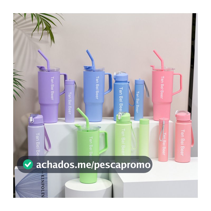 Kit 3 Garrafas Squeeze Motivacionais Garrafa Água Academia Com 1.2L e 800ml e 300ml copo stanley canudo