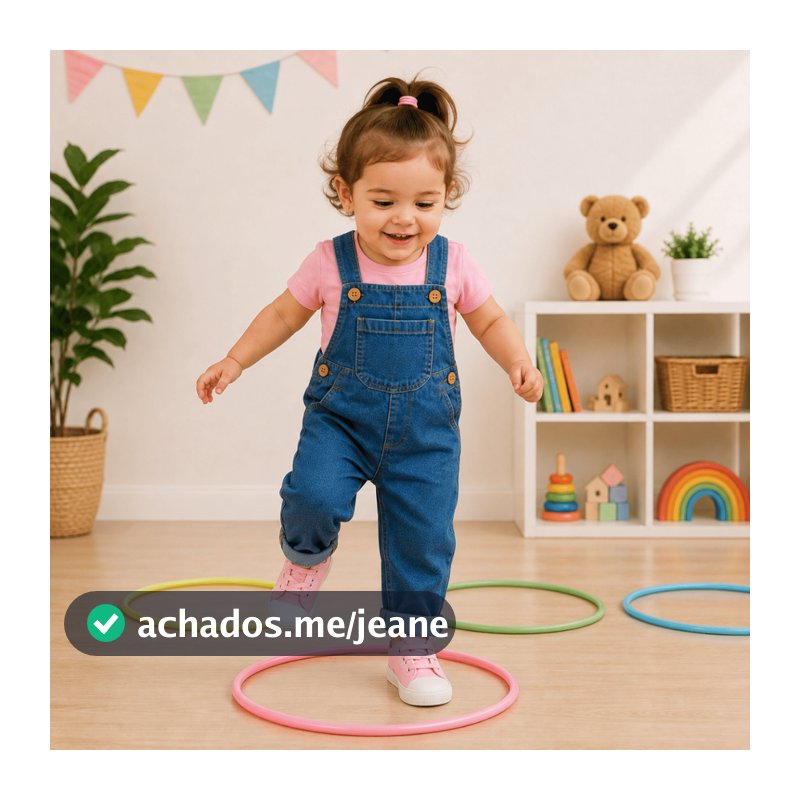 Macacão Jardineira Jeans Calça Infantil Menina 1 A 3 Anos
