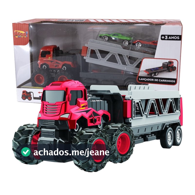 Caminhão Cegonha de Brinquedo Vira Pista de Corrida Racing Club Com Carrinhos Zoop Toys