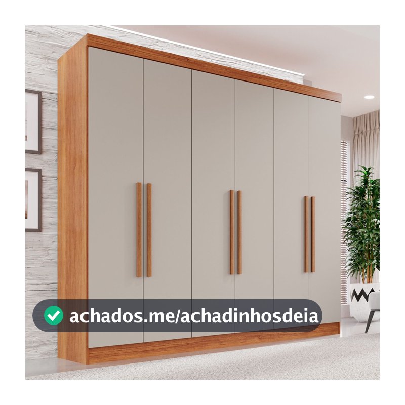 Guarda-roupa Casal 6 Portas 2 Gavetas França Cinamomo/Off White
