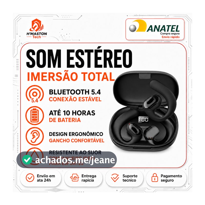 H'MASTON RS24 Fone De Ouvido Bluetooth Sem Fio Fone Sem Fio Bluetooth Fone Bluetooth Sem Fio Fone Que Prende Na Orelha