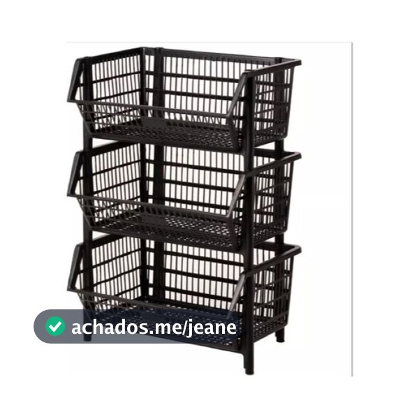 1 Und Cesto Expositor Reforçado Gondola Organizador Empilhável Multiuso Resistente 44 X 34 X 26 cm