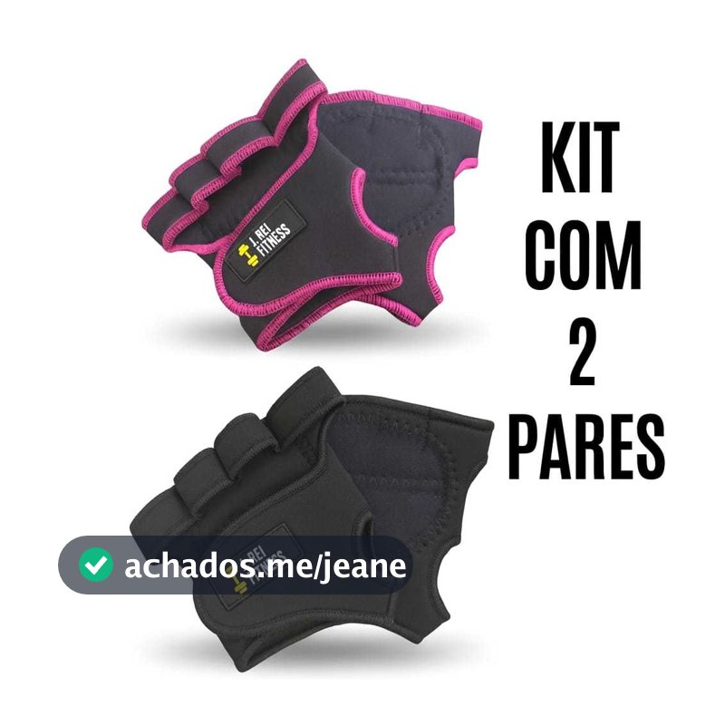 Kit 2 Pares de Luva Fitness Meio Dedo Para Levantamento de Peso Antiderrapante Para Academia Musculação Crossfit Unissex