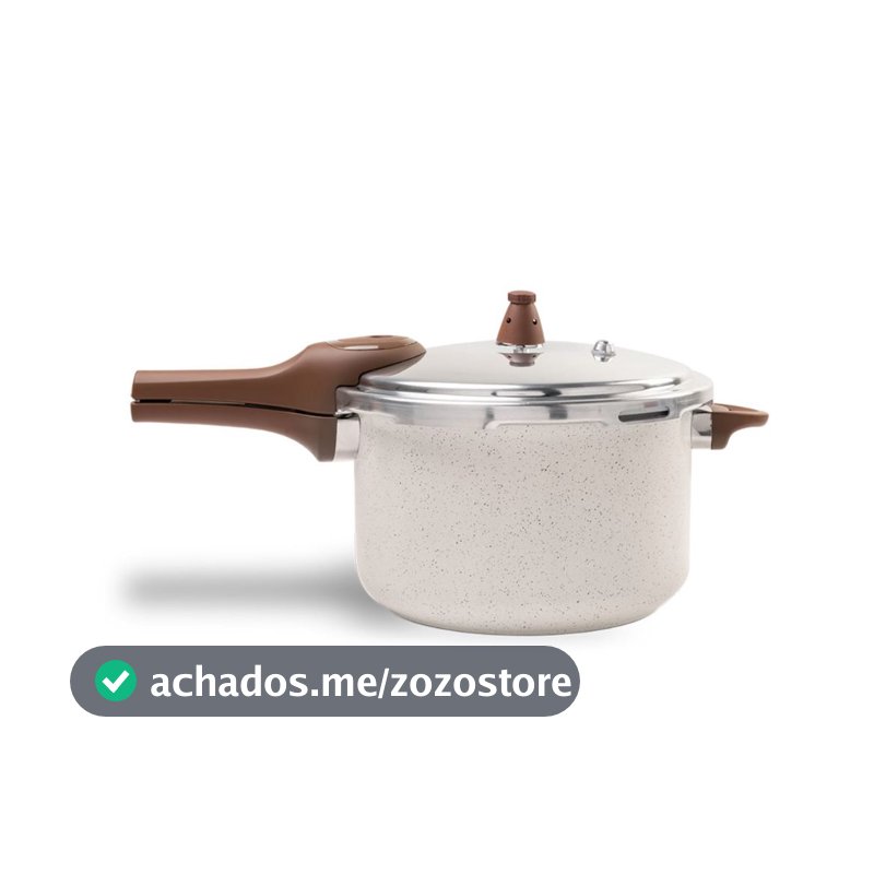 Panela de Pressão 6.8l Brinox Ceramic Life Pressure com Fundo de Indução 24 cm Vanilla