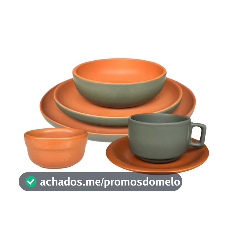 Aparelho de Jantar Verde com Terracota Rústico Cerâmica 24-36 Peças