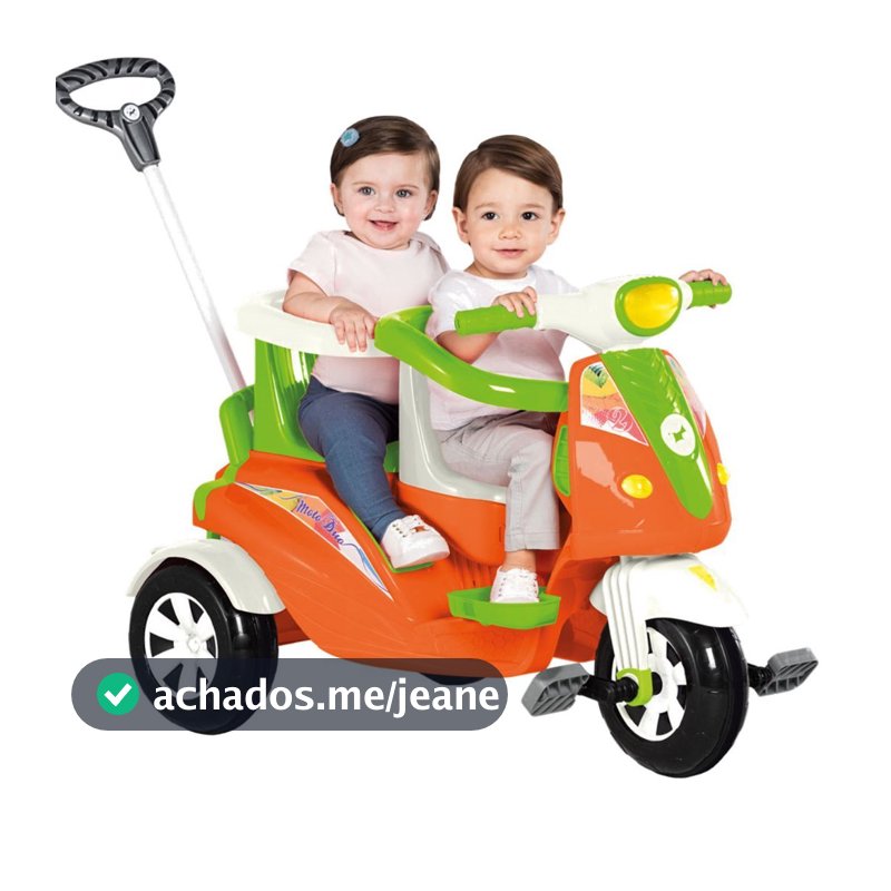 Carrinho de Passeio e Pedal Calesita Moto Duo Dois Lugares