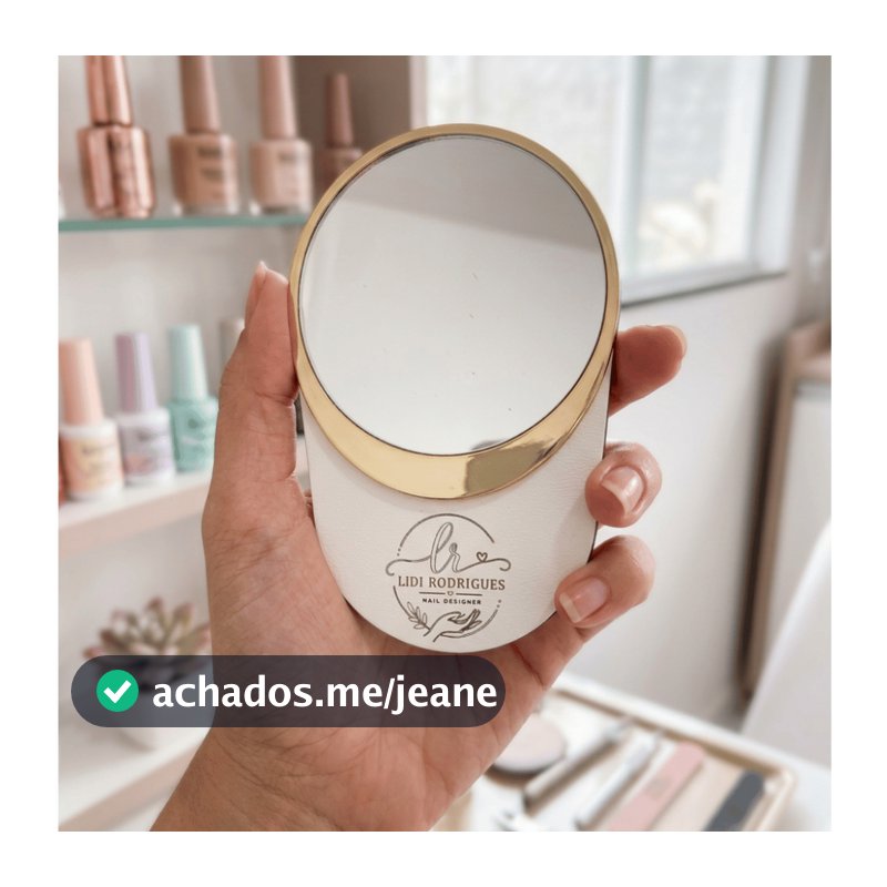 Kit Mini Espelho de Bolsa Personalizado com Logo Brinde Salão de Beleza Estética Manicure Mimo Cliente Acrílico