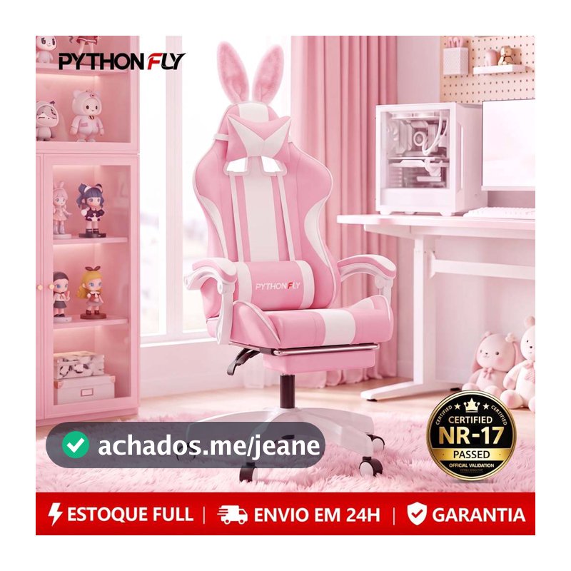 Cadeira Gamer Reclinável Ergonômica Base Giratória Cadeira Gamer Reclinável Ergonômica Base Giratória cor ：Rosa