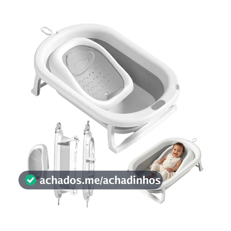 Banheira de Bebe Infantil Dobrável Portátil Enxoval Encosto Antiderrapante Pipdip