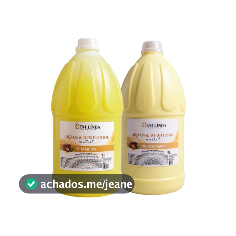 Kit Argan E D'Pantenol Shampoo E Condicionador 5 Litros Profissional Sem Sal Salão De Beleza Brilho
