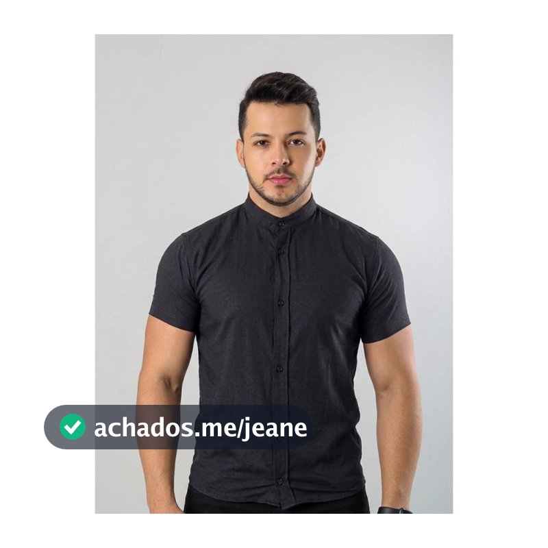 Camisa Masculina Manga Curta Gola Padre Linho Casual Slim Fit