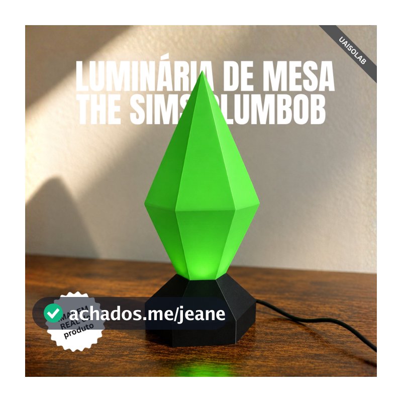 Luminária De Mesa The Sims Plumbob USB 24cm Decoração Gamer Geek Presente Criativo