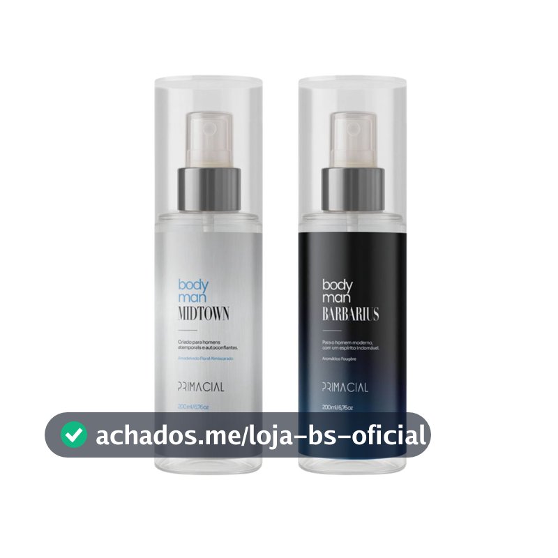 KIT BODY SPLASH MASCULINO BARBARIUS E MIDTOWN 200ML - PRIMACIAL PERFUME FRESCO AMADEIRADO