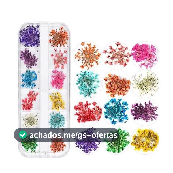 Flor Seca para Unhas Decoradas (12 Cores)