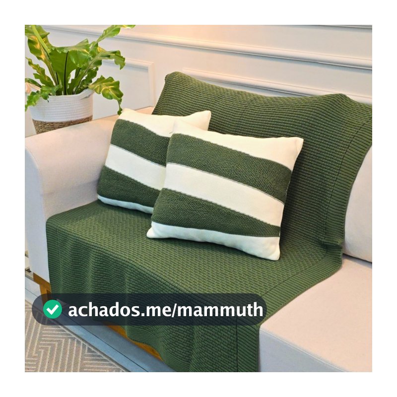 Kit Manta de Tricot Sofá Poltrona 150x100cm Siena Decorativa Sala +  2 Capas de Almofadas 45X45cm