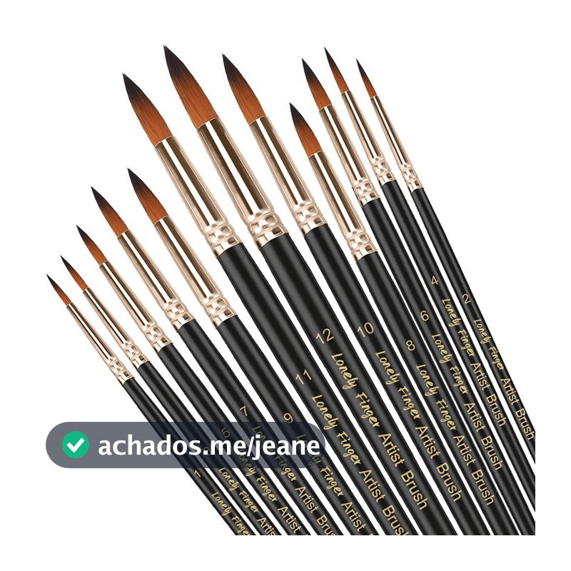 Conjunto De Pincéis De Pintura Profissional , 12 Peças , Ponta Redonda , Cabelo De Nylon , Pincel Acrílico Para A Óleo W
