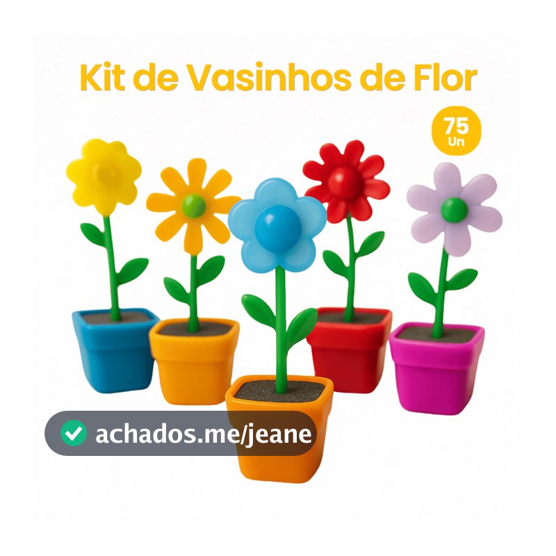 Kit Vasinhos de Flor Brinquedo Mini Vaso Florzinha Colorida Enfeite Lembrancinha Festa Decoração