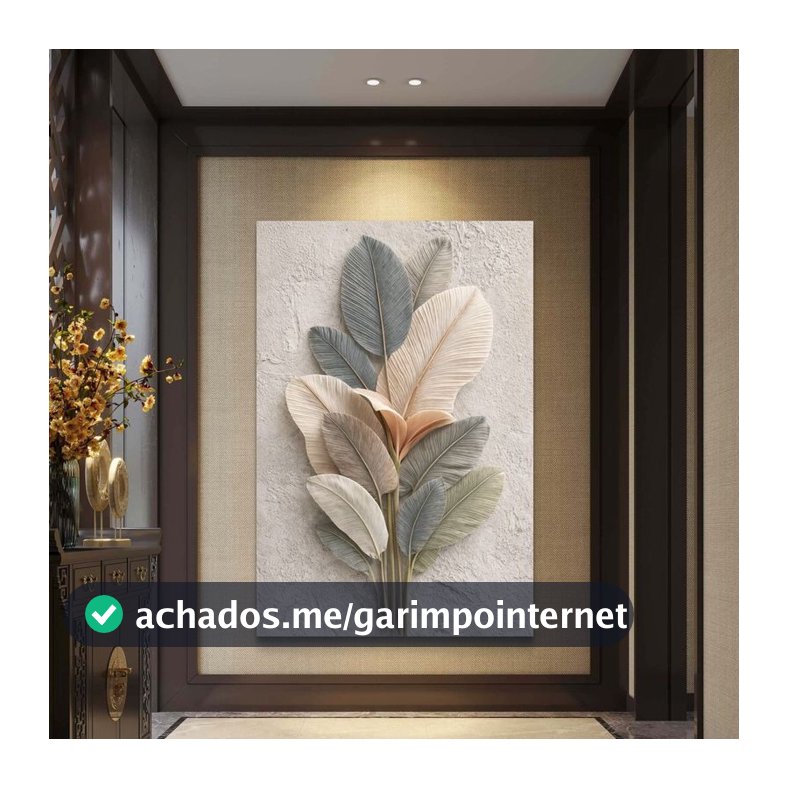 Quadro Decorativo Folhagem Clean Gigante 110x70cm Sala Quarto Copa consultorio escritorio
