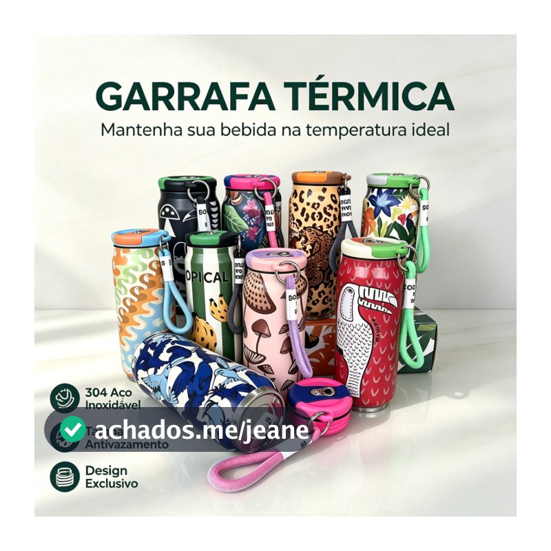 Garrafa térmica tampa de aço inoxidável com estampa criativa e copo térmico portátil e moderno para água 600ml 700ml 902