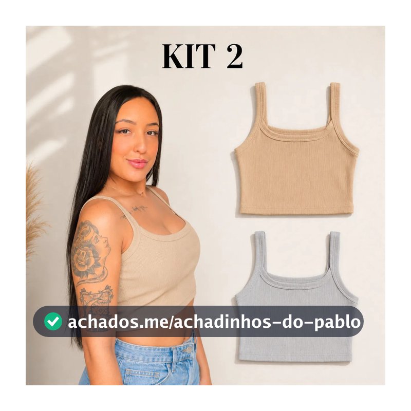 Kit 2 Regata Top/cropped Femenina Canelada Forrada Basic Mod
