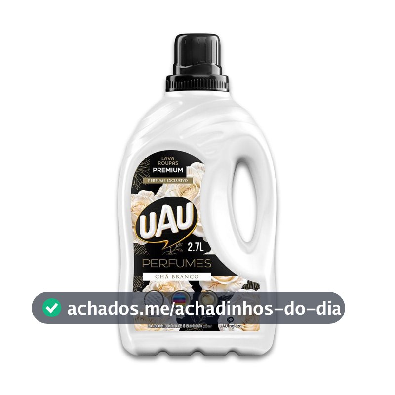 Lava Roupas Líquido 2,7L UAU Chá Branco - Remoção de Sujeiras, Preserva Cores, Frescor Duradouro