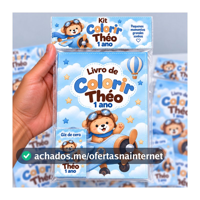 Kit Livro de Colorir Personalizado Qualquer Tema Lembrancinha Aniversário Infantil | Nome e Idade | Livro + Mini Giz