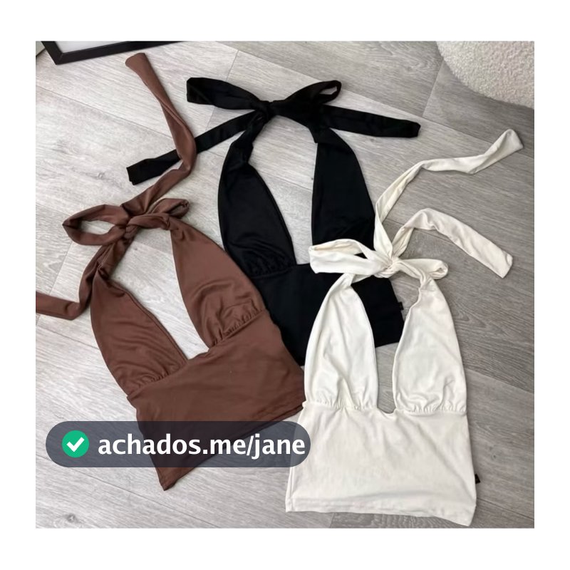 cropped multiformas, varias amarração frente unica na  cor off , marrom , preto . modinha feminina ,  tendencias estilos