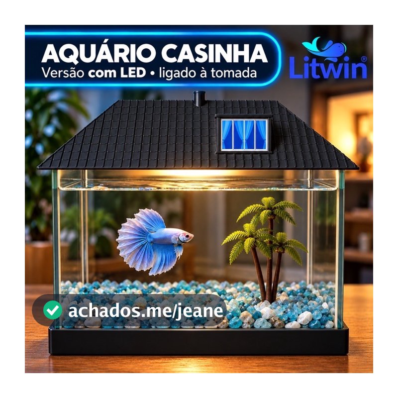AQUÁRIO VIDRO 5,8L DECORADO estilo casinha • Ideal para presentear