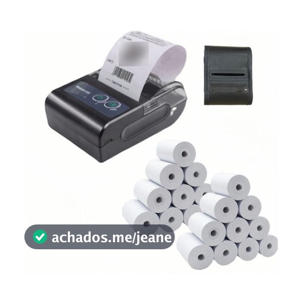 Mini Impressora Bluetooth Termica 58mm + 20 Bobinas Lisa
