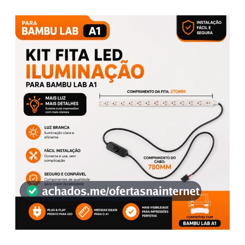 Tira de luz LED para impressora 3D Bambu Lab A1