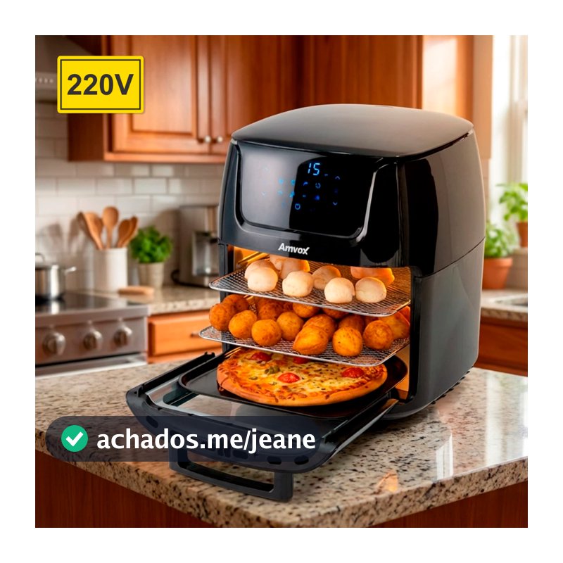 Fritadeira Air Fryer Oven Amvox 12L Digital com Visor Preto 220V
